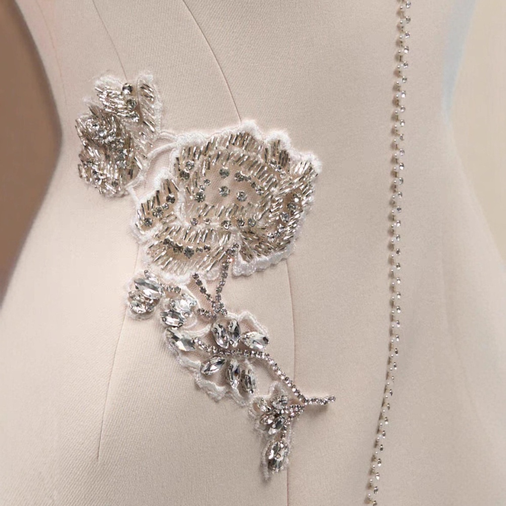 Slim temperament beading long dress elegant niche flowers dress