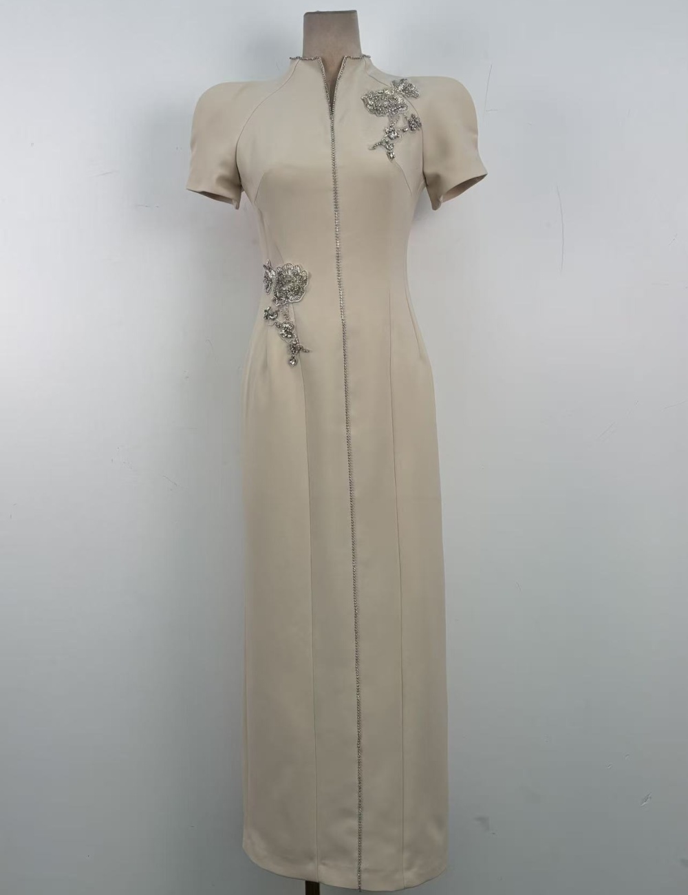 Slim temperament beading long dress elegant niche flowers dress