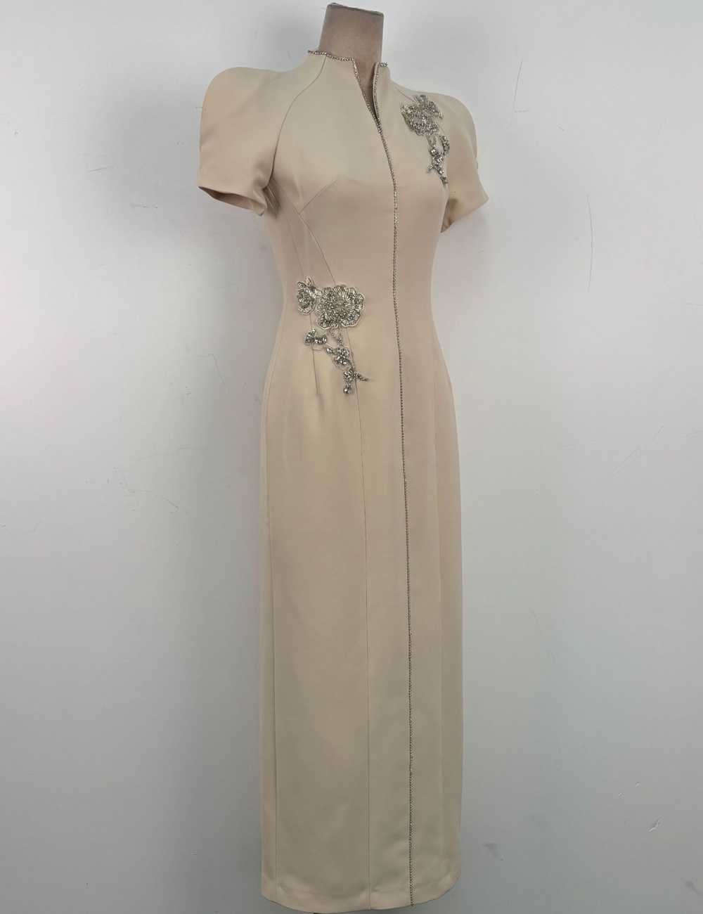 Slim temperament beading long dress elegant niche flowers dress