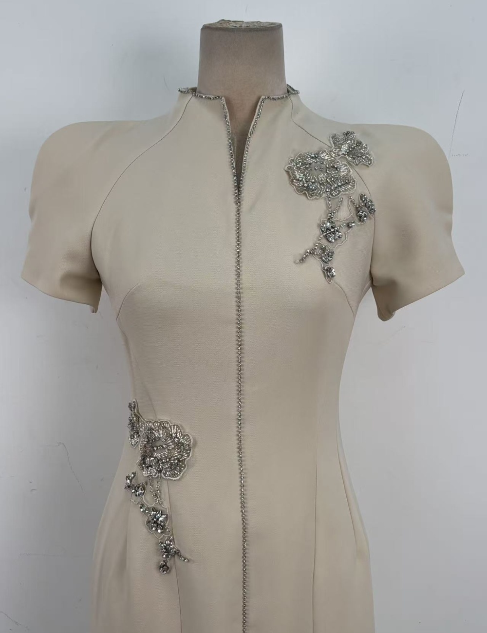 Slim temperament beading long dress elegant niche flowers dress