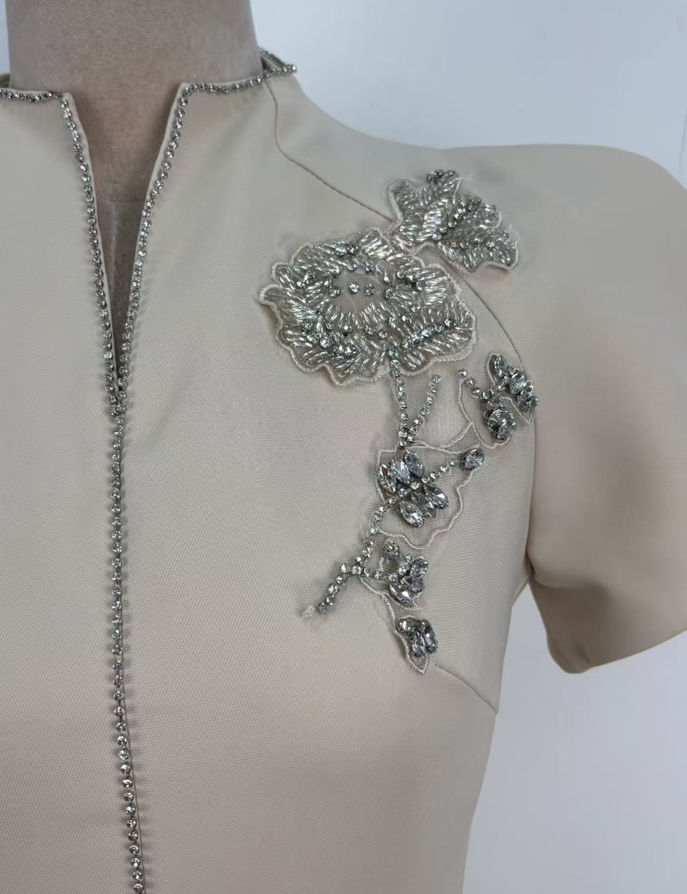 Slim temperament beading long dress elegant niche flowers dress