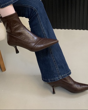 Thick niche short boots pointed boots for women