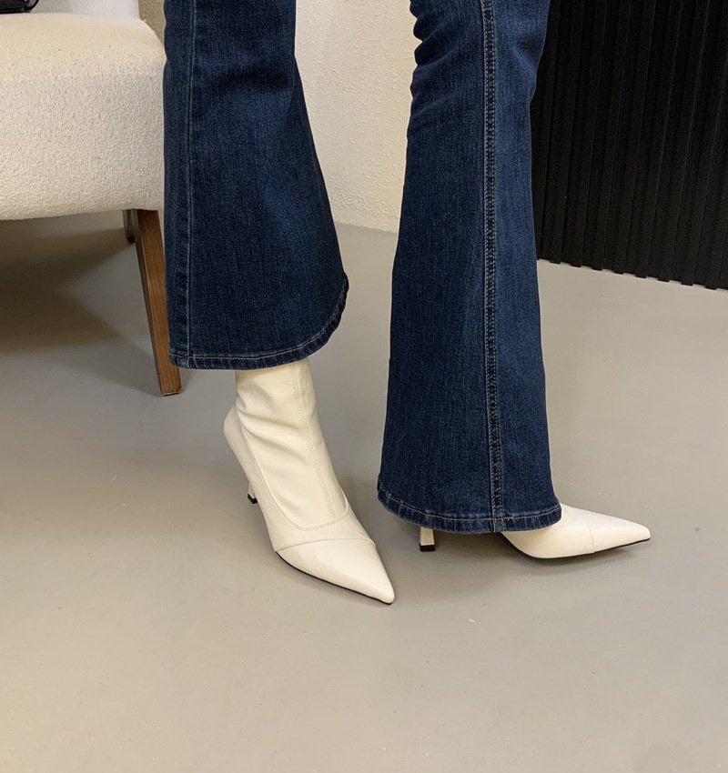 Thick niche short boots pointed boots for women