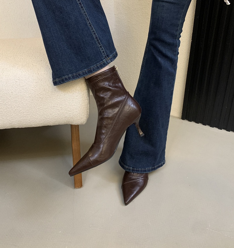 Thick niche short boots pointed boots for women