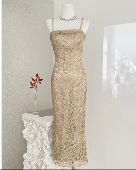 Watkins sling dress embroidered stereoscopic formal dress