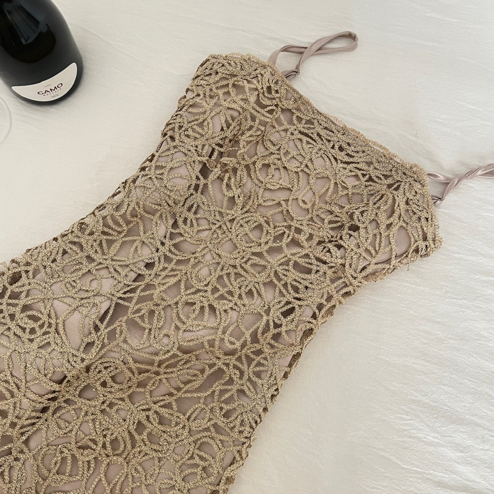 Watkins sling dress embroidered stereoscopic formal dress