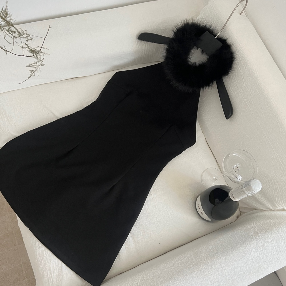 Fox fur maiden woolen lovely winter dress