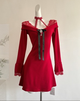 Knitted enticement christmas party dress for women