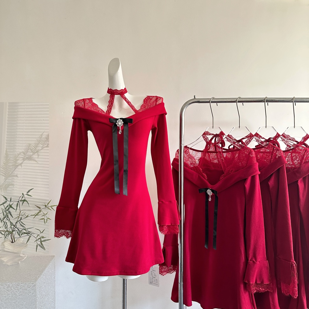 Knitted enticement christmas party dress for women