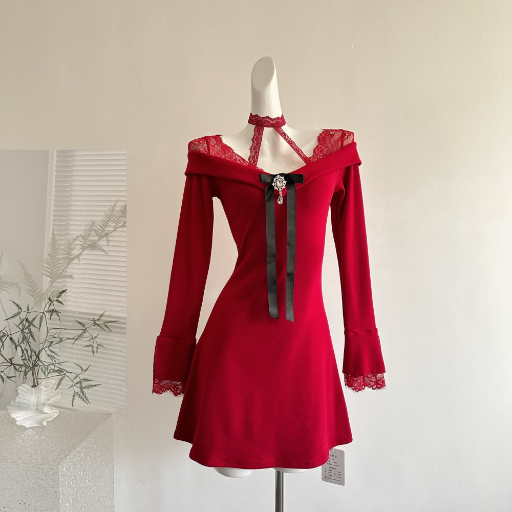 Knitted enticement christmas party dress for women