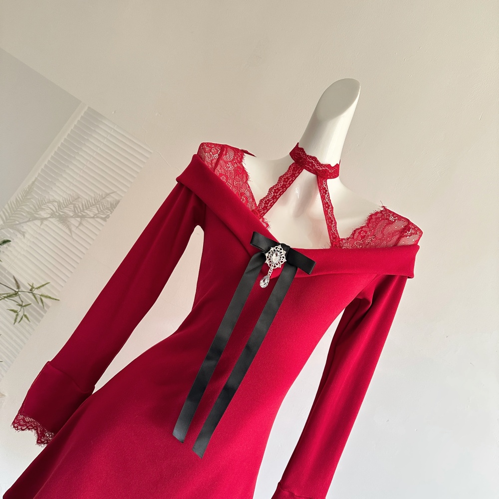 Knitted enticement christmas party dress for women