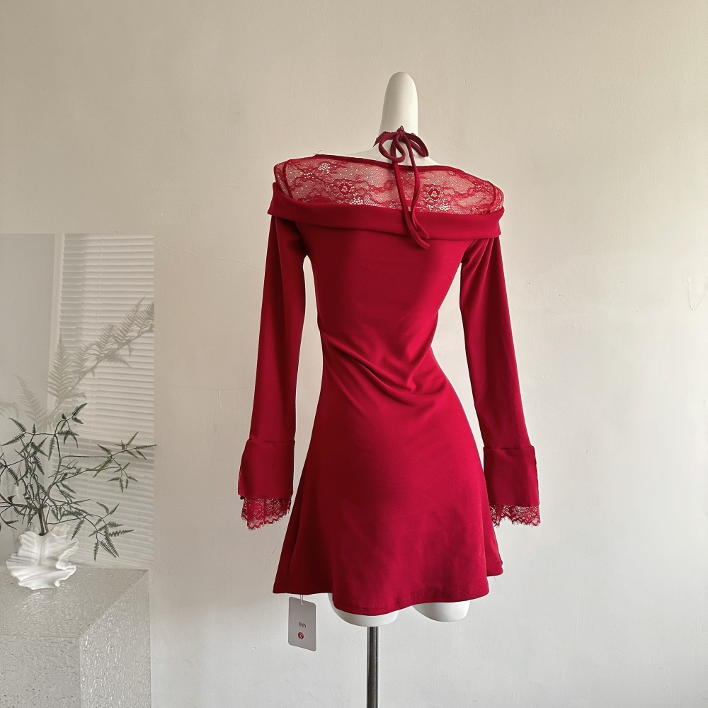 Knitted enticement christmas party dress for women