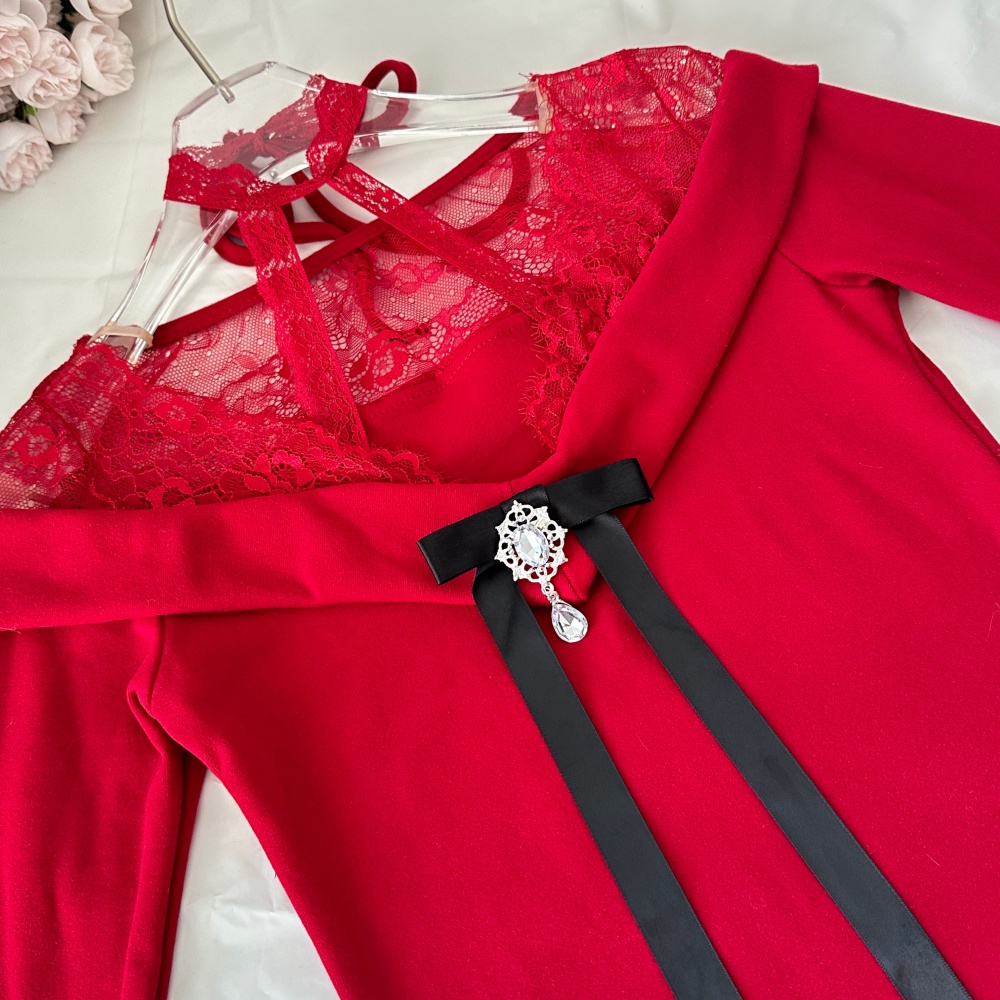 Knitted enticement christmas party dress for women