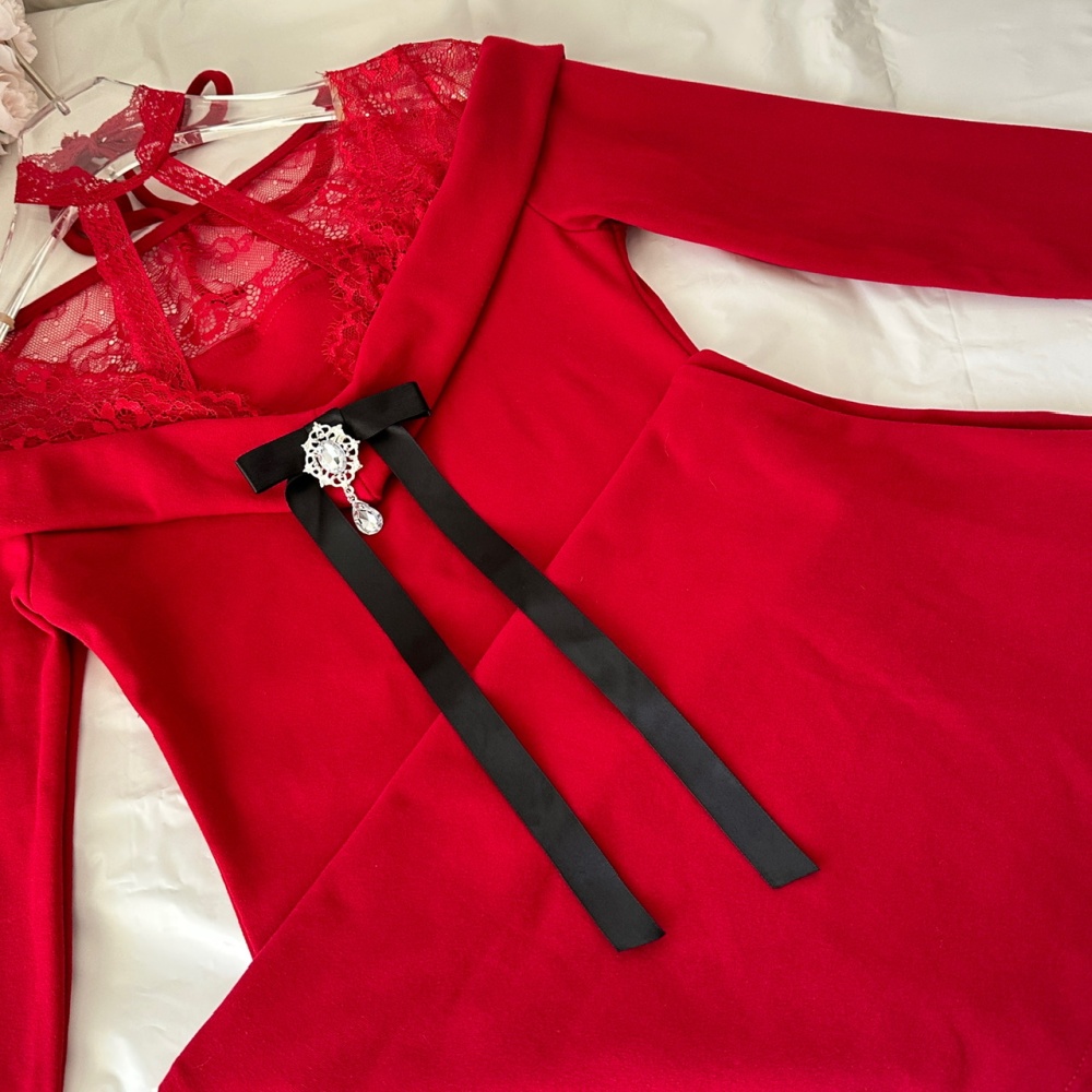 Knitted enticement christmas party dress for women