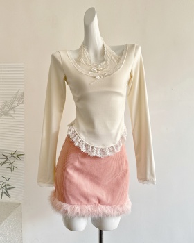 Autumn and winter short skirt slim tops a set