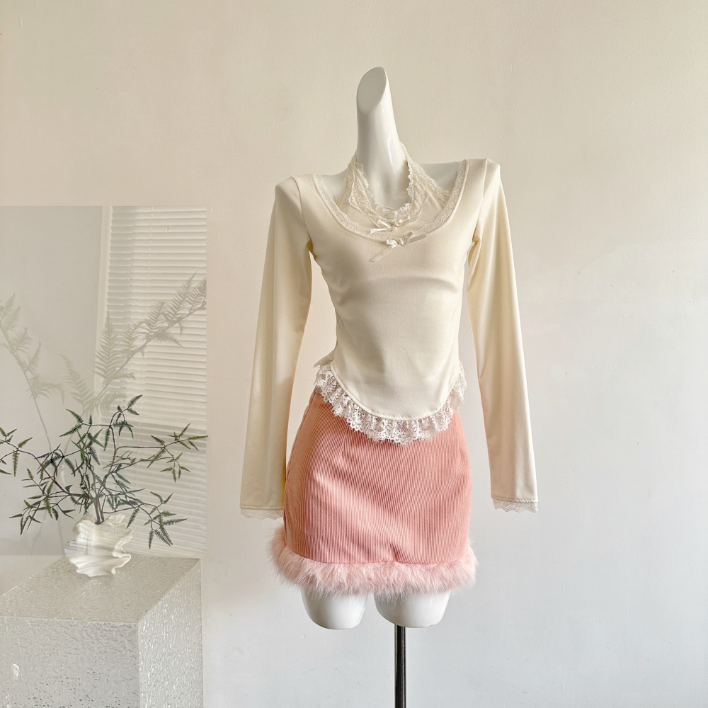 Autumn and winter short skirt slim tops a set