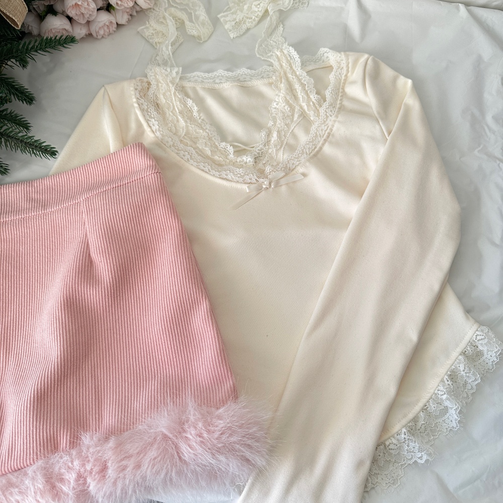 Autumn and winter short skirt slim tops a set