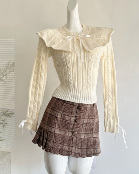 Frenum twist short skirt antique silver sweater 2pcs set