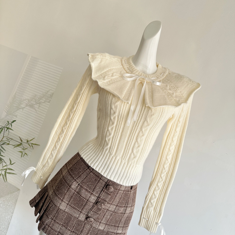 Frenum twist short skirt antique silver sweater 2pcs set