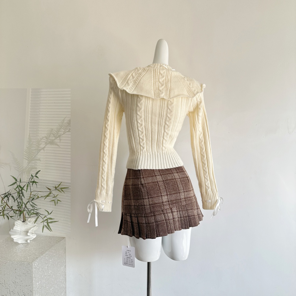 Frenum twist short skirt antique silver sweater 2pcs set