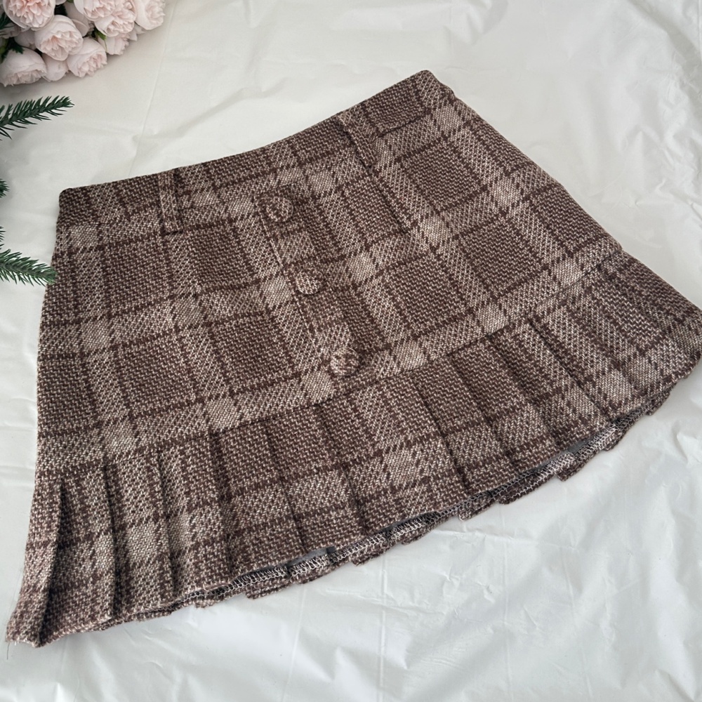 Frenum twist short skirt antique silver sweater 2pcs set