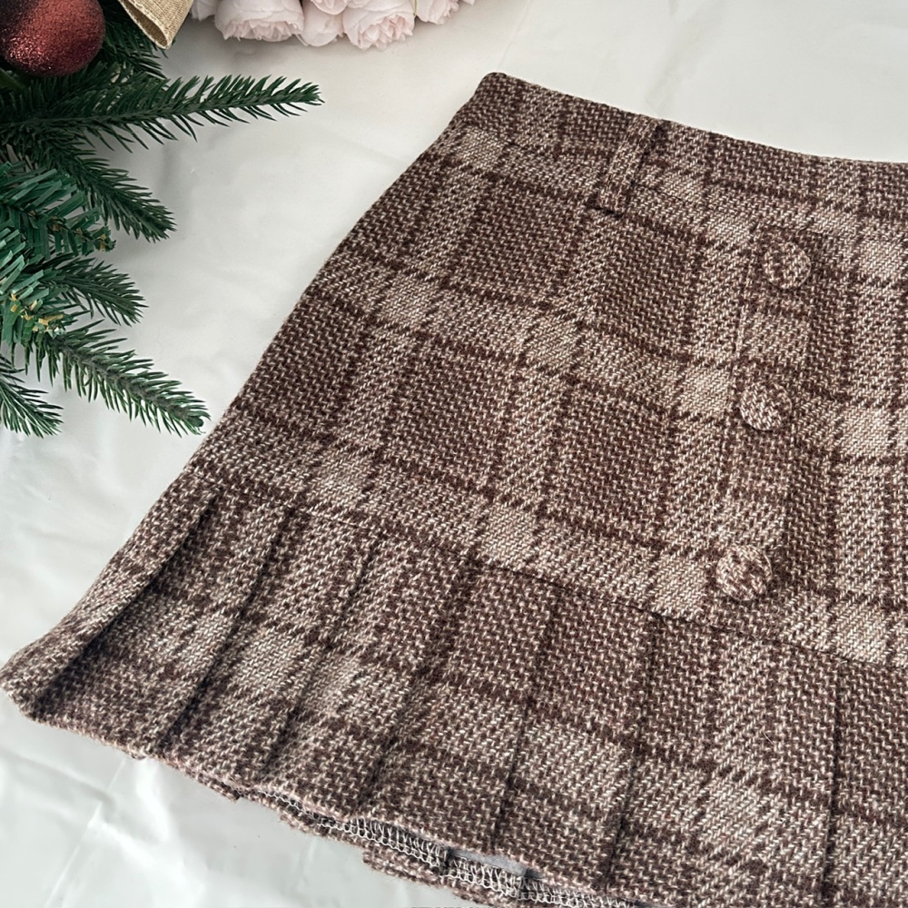 Frenum twist short skirt antique silver sweater 2pcs set