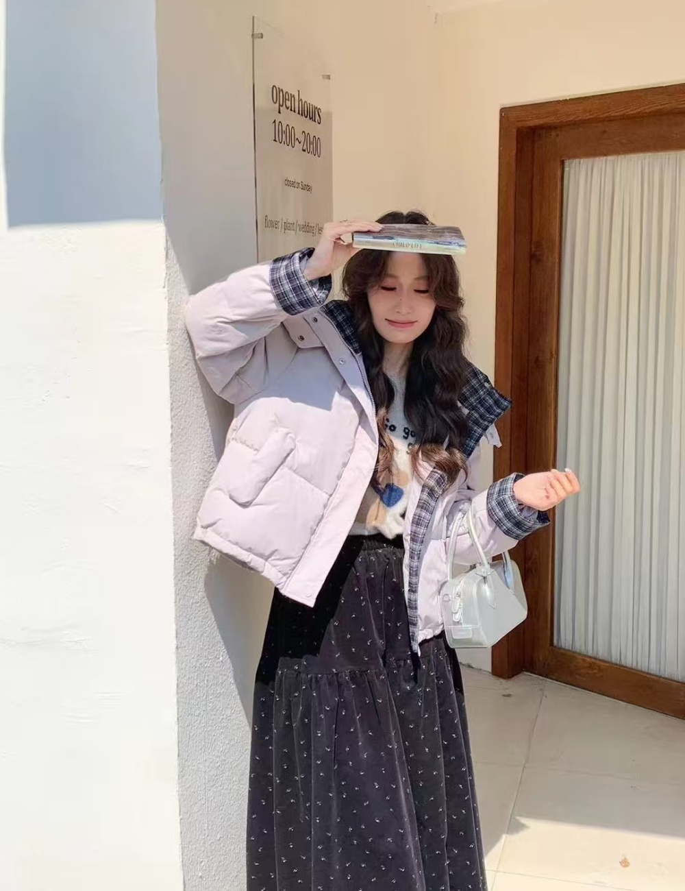 Korean style duck down down coat hooded coat for women