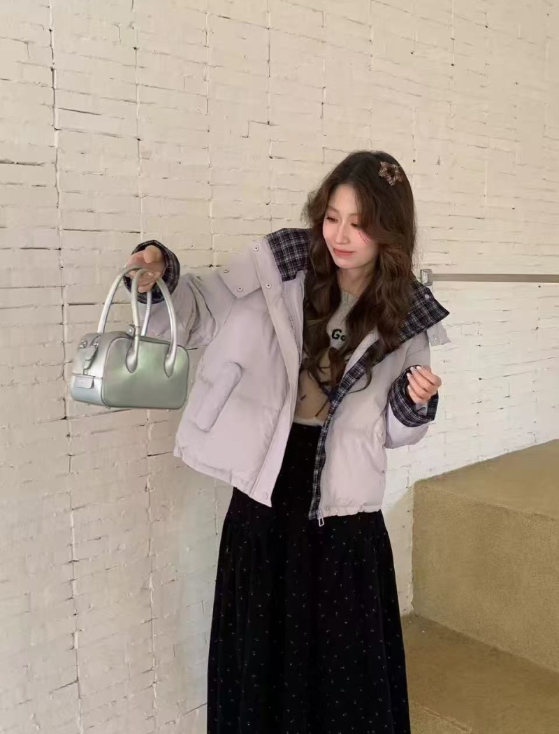 Korean style duck down down coat hooded coat for women