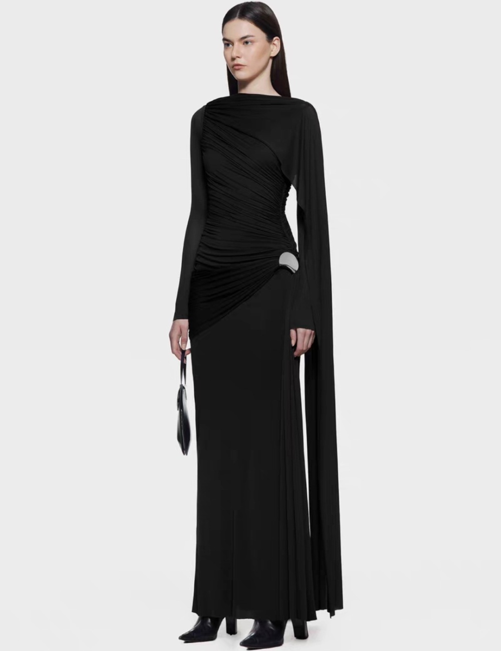 Long sleeve chouzhe long dress simple slim shawl
