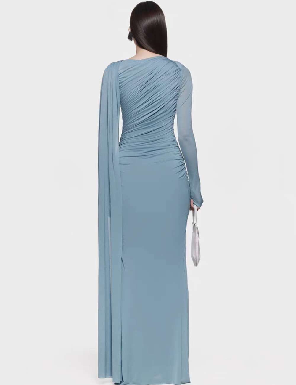 Long sleeve chouzhe long dress simple slim shawl