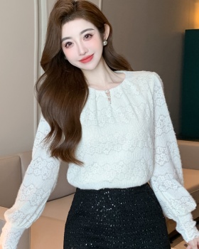 Lace temperament elegant tops all-match spring shirts