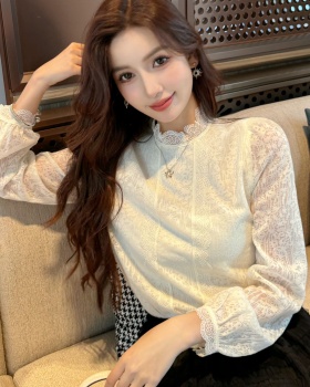 Spring stand collar tops lace retro shirts for women