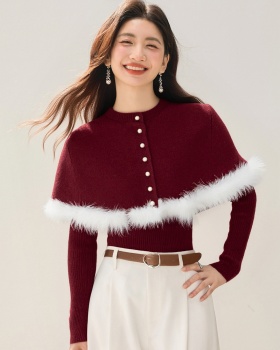 All-match slim knitted cloak sweet temperament tops