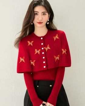 Autumn and winter chanelstyle cloak knitted butterfly shawl