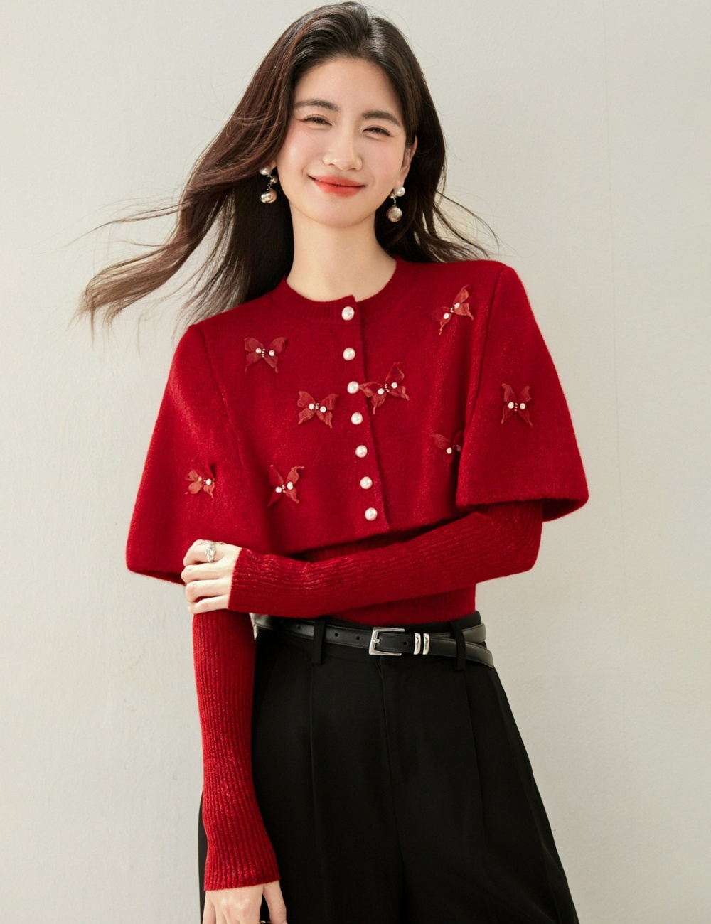 Autumn and winter chanelstyle cloak knitted butterfly shawl