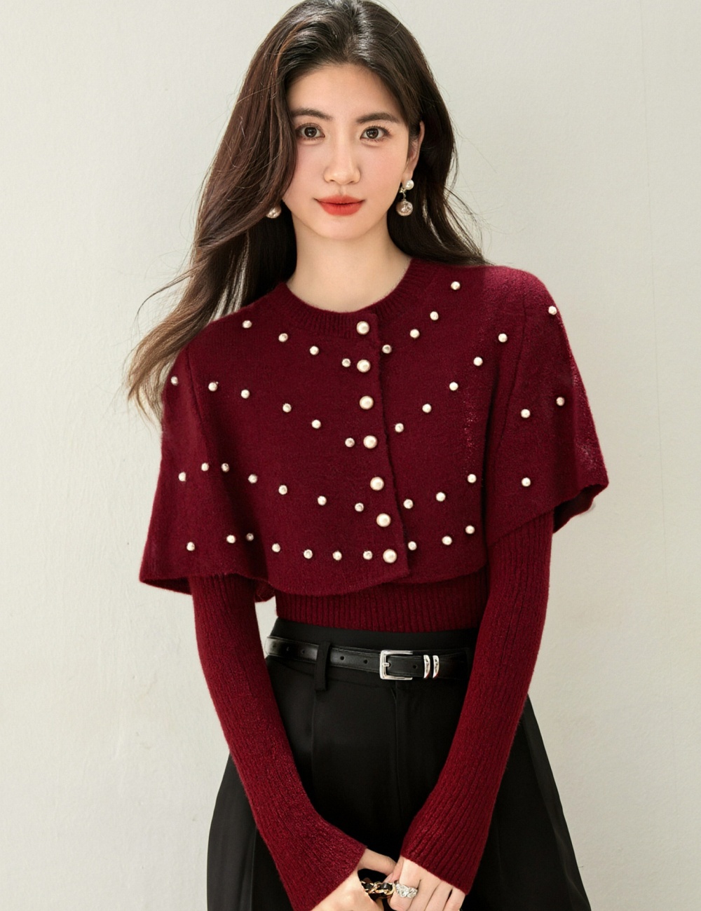 Long sleeve Korean style sweater single-breasted tops