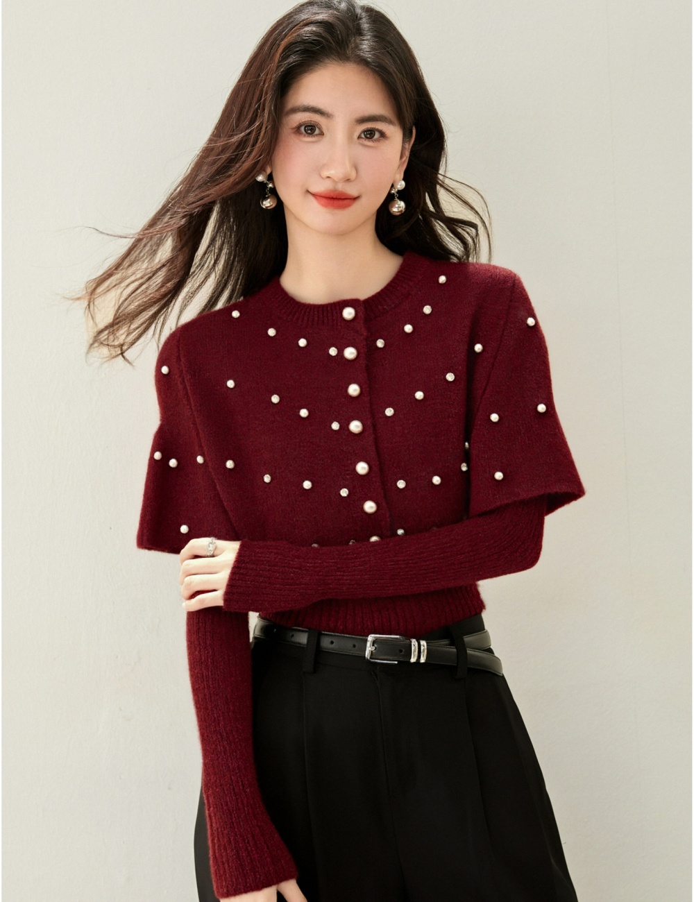 Long sleeve Korean style sweater single-breasted tops