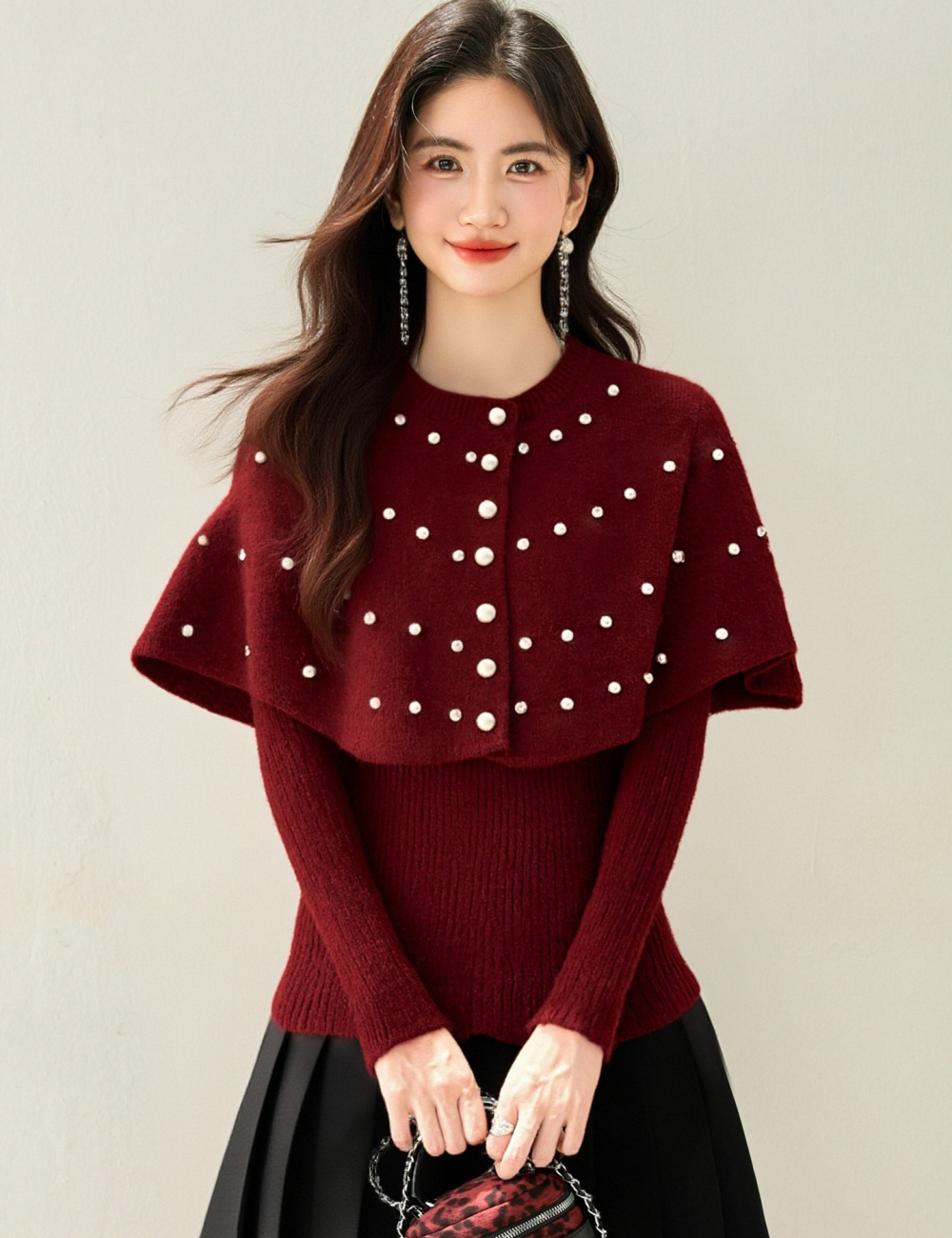 Long sleeve Korean style sweater single-breasted tops