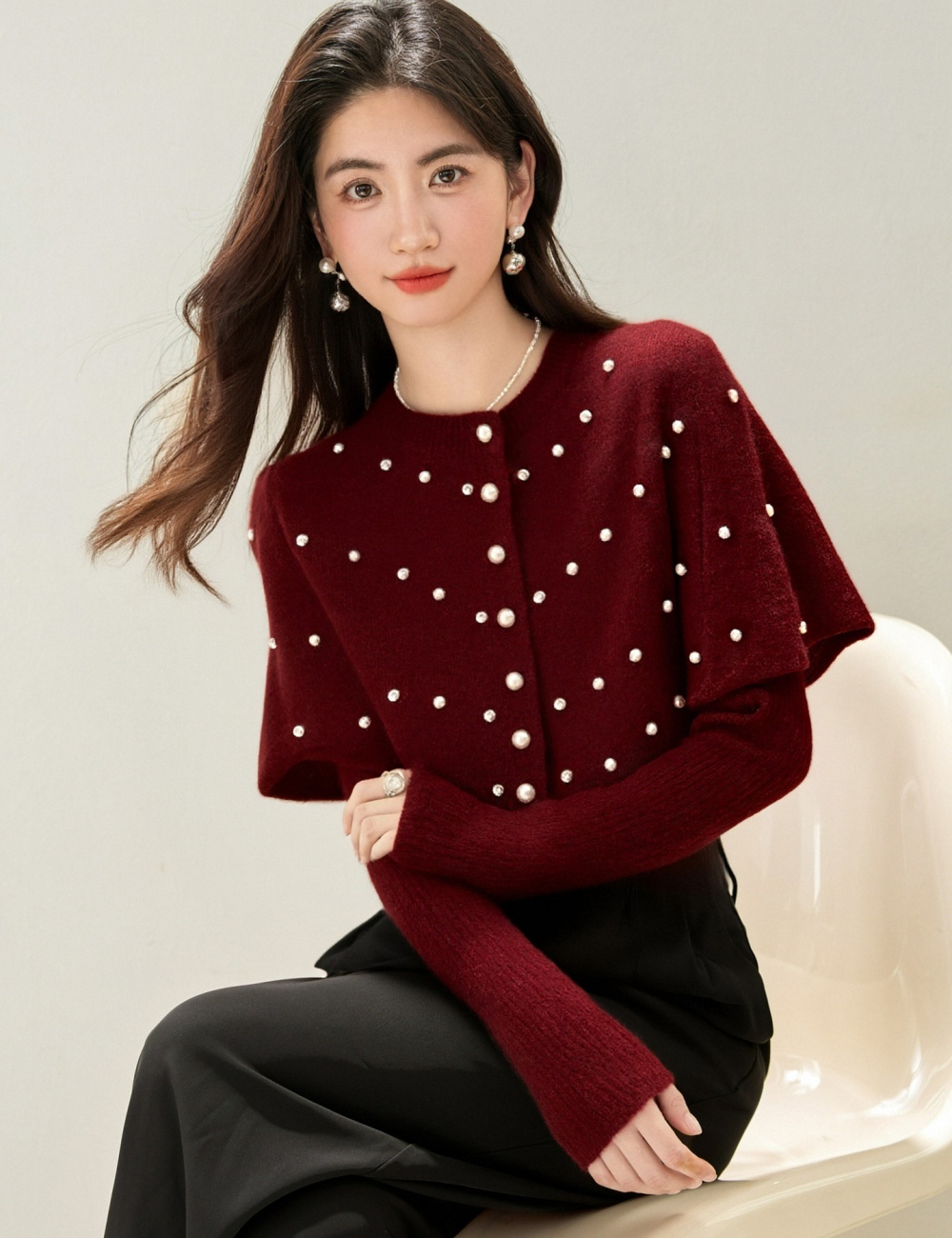 Long sleeve Korean style sweater single-breasted tops