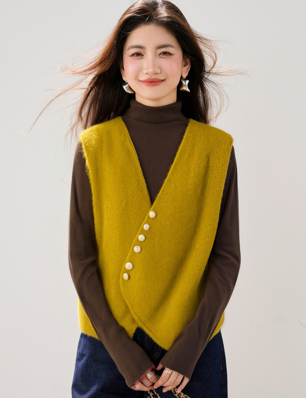 Breasted waistcoat France style coat for women