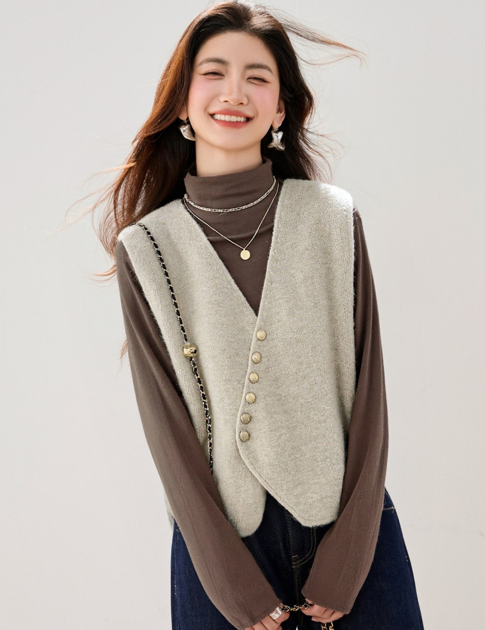 Breasted waistcoat France style coat for women