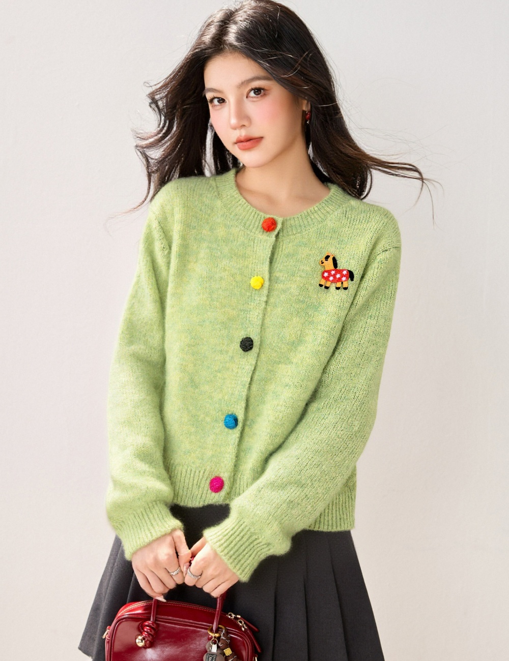 Buckle Western style winter coat show young colors cardigan