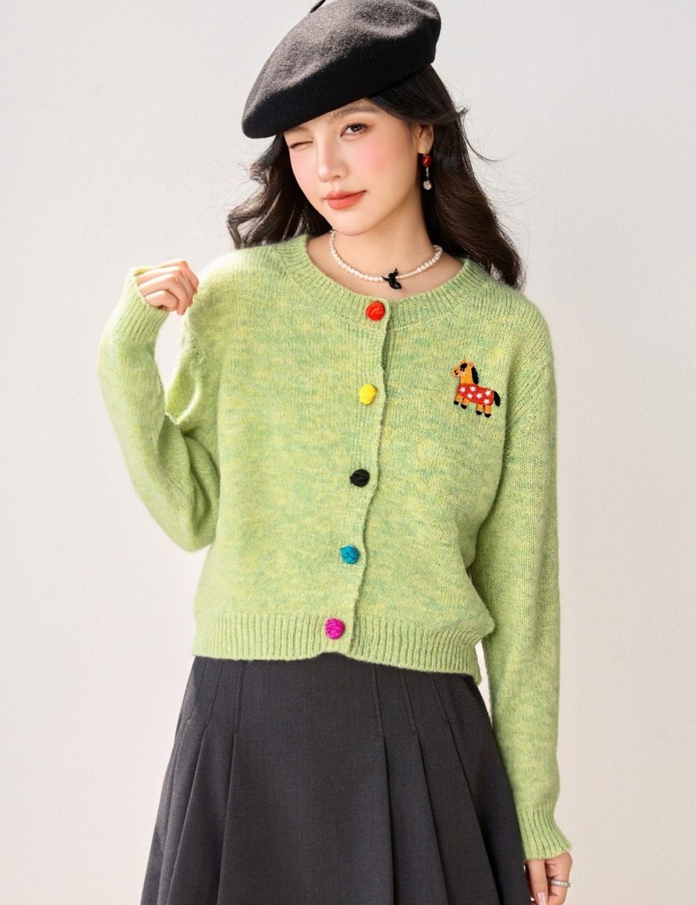 Buckle Western style winter coat show young colors cardigan