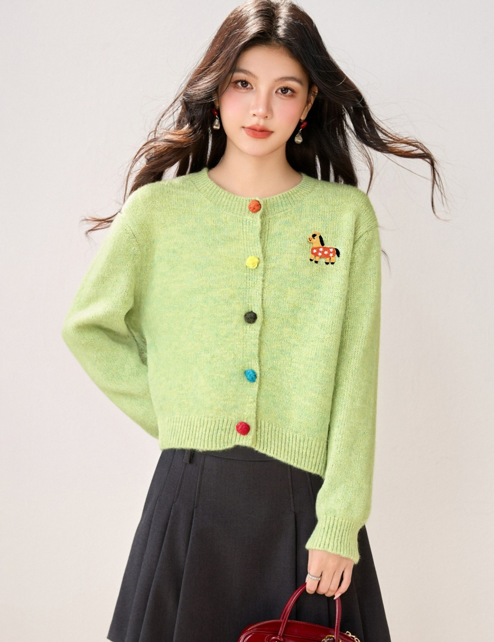 Buckle Western style winter coat show young colors cardigan