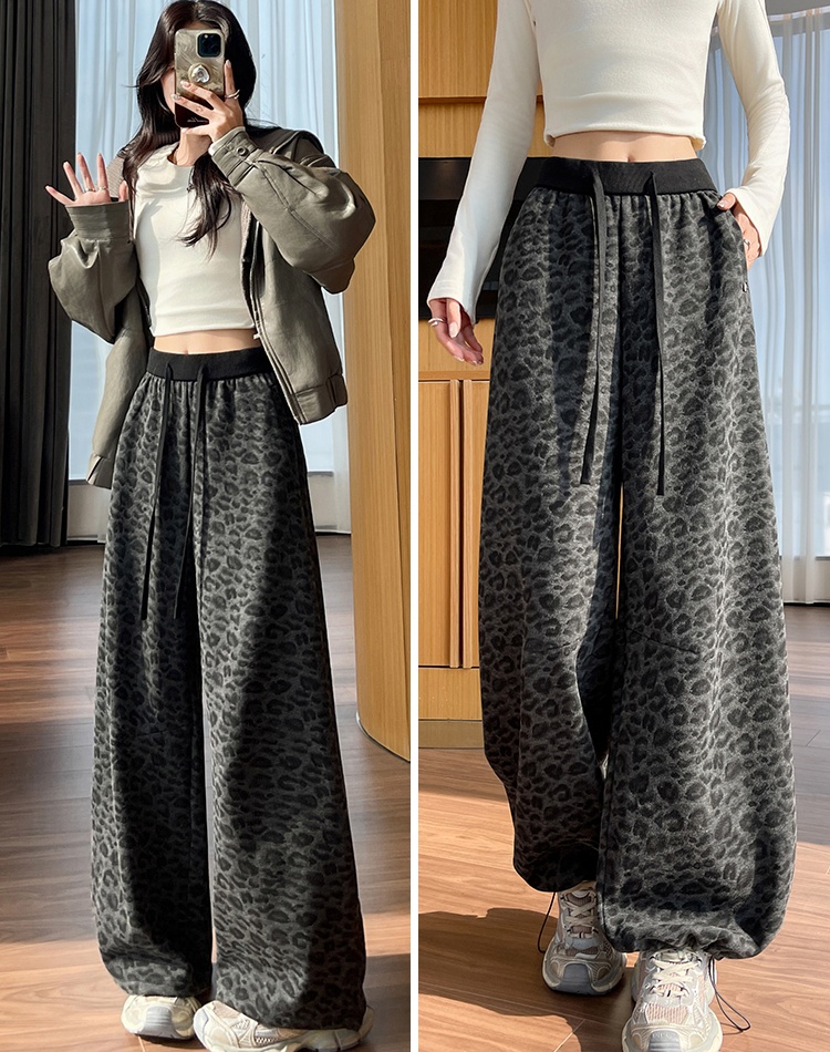 Cashmere winter casual pants loose wear wide leg pants