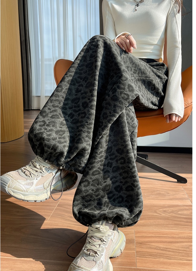 Cashmere winter casual pants loose wear wide leg pants