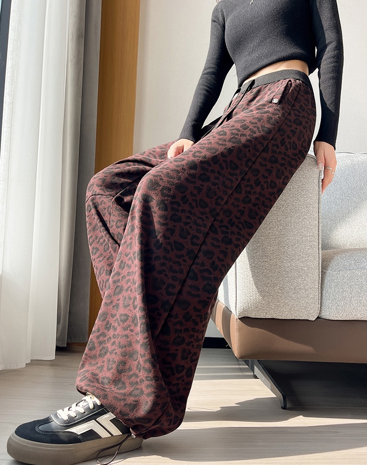 Cashmere winter casual pants loose wear wide leg pants