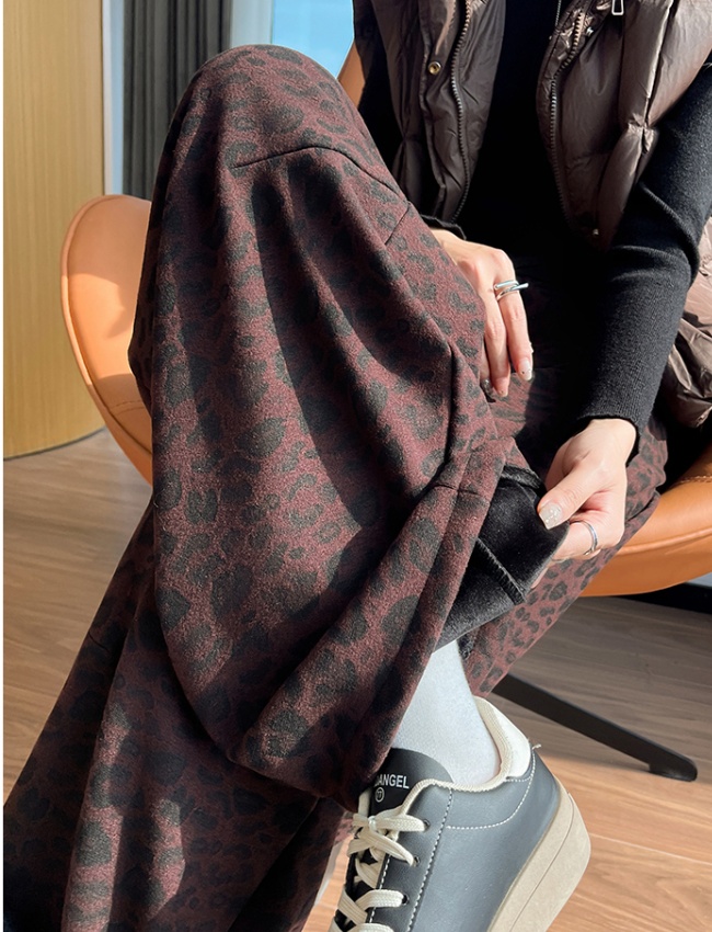 Cashmere winter casual pants loose wear wide leg pants