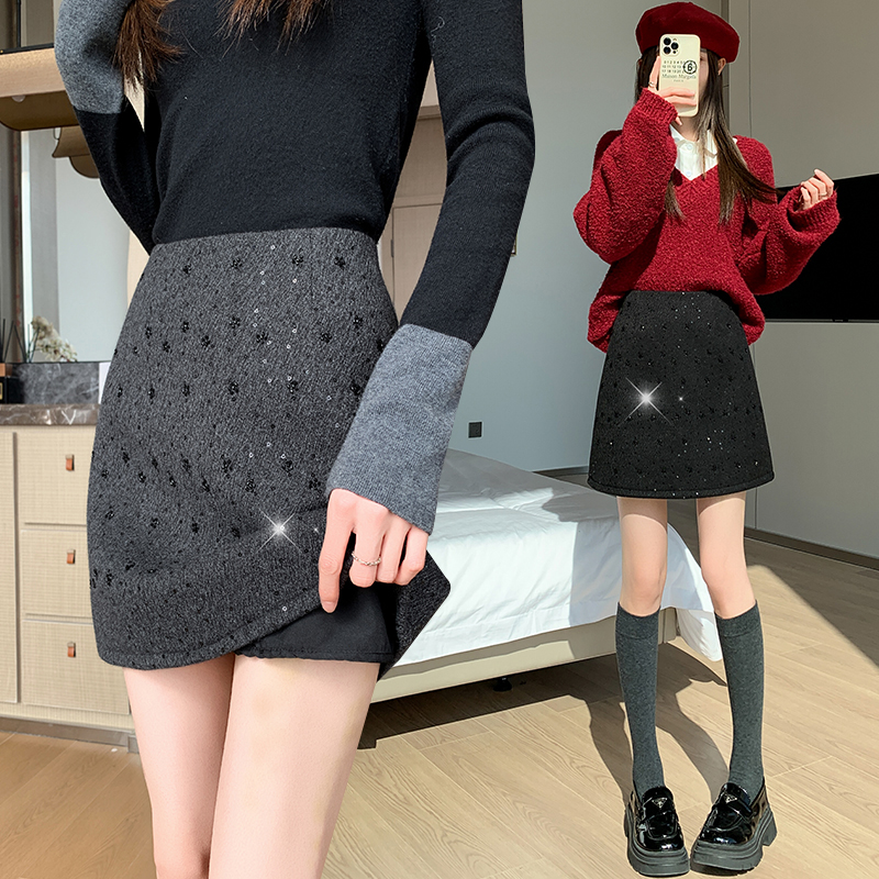 Beading short skirt autumn and winter skirt for women