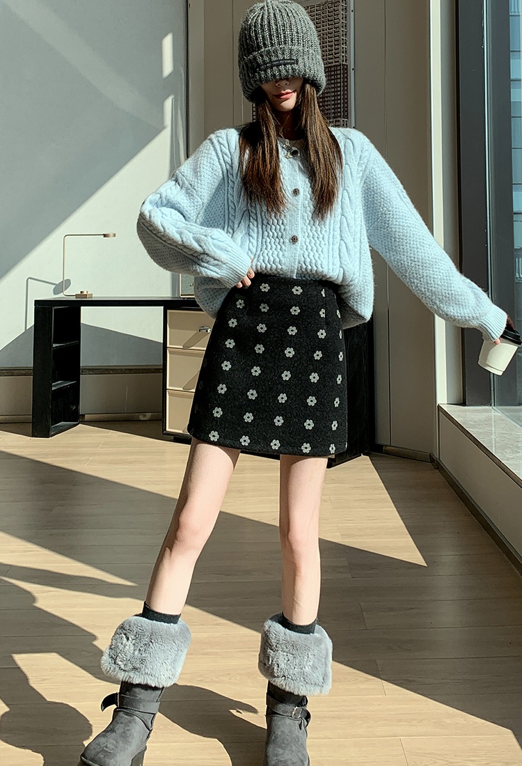 High waist flowers short skirt sweet A-line skirt for women